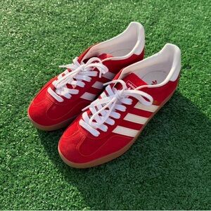Adidas Red and White Gazelle sneakers